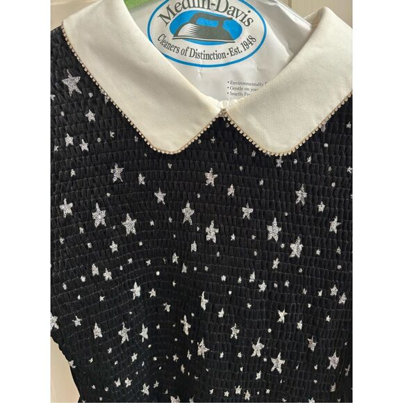 Sister Jane Black Zodiac Star Embroidered Velvet Puff Sleeve Mini - Picture 4 of 6